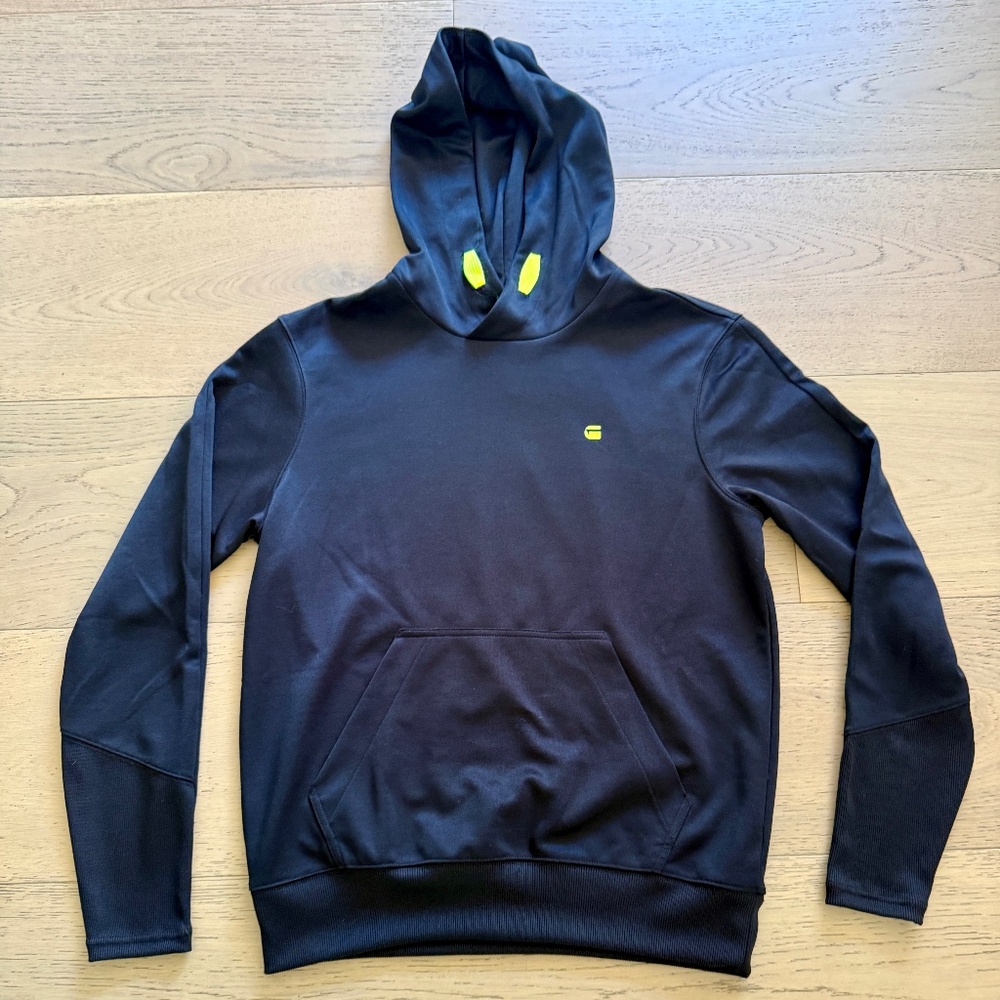 🔥 G-Star Black Hoodie w/ Neon Yellow – Like New